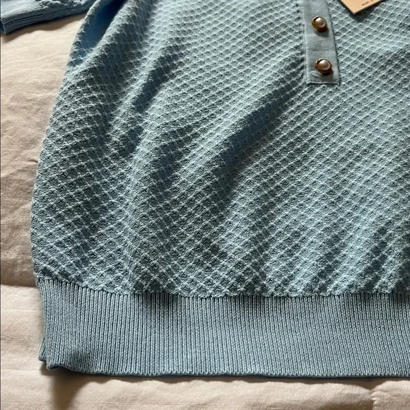 NWT Nanette Lenore blue knit sweater blouse - Picture 4 of 6